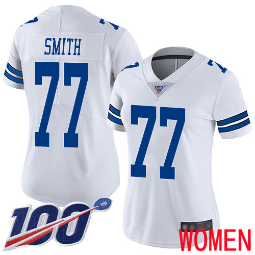 Women Dallas Cowboys Limited White Tyron Smith Road #77 100th Season Vapor Untouchable NFL Jersey